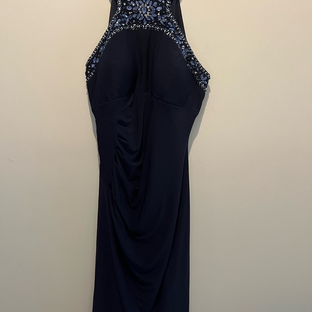 Navy Evening Dress with Blue Embellishments